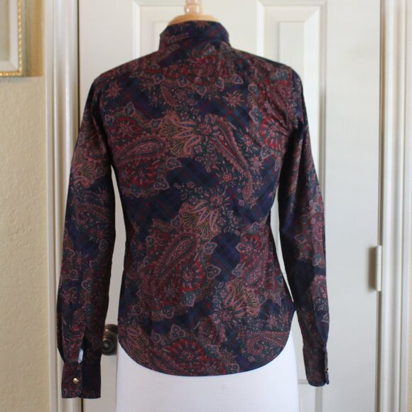 Chaps Petite Long-sleeved Blouse - Paisley - Size PS - Picture 3 of 9